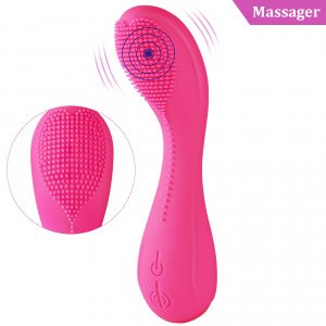 Silicone Vibrating 7-Frequency Breast Vulva and Clitoris Massager with Brusher Head, Female Masturbator