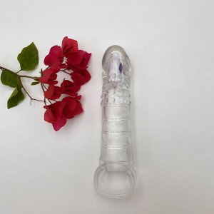 Penis Crystal Case Vibrator Condom Sextoys-Large